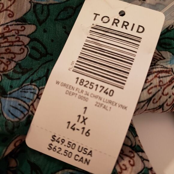 Torrid Floral Chiffon Lurex Top Sz 1X - Picture 9 of 11